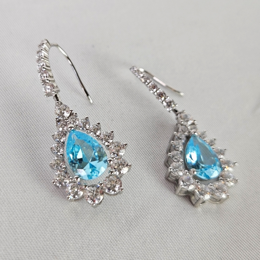 Anna Zuckerman Carlisle Tear Drop Earrings - Aquamarine